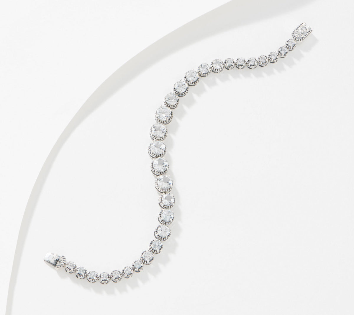 Artisan Crafted Sterling Silver Graduated Tennis Bracelet, 8"