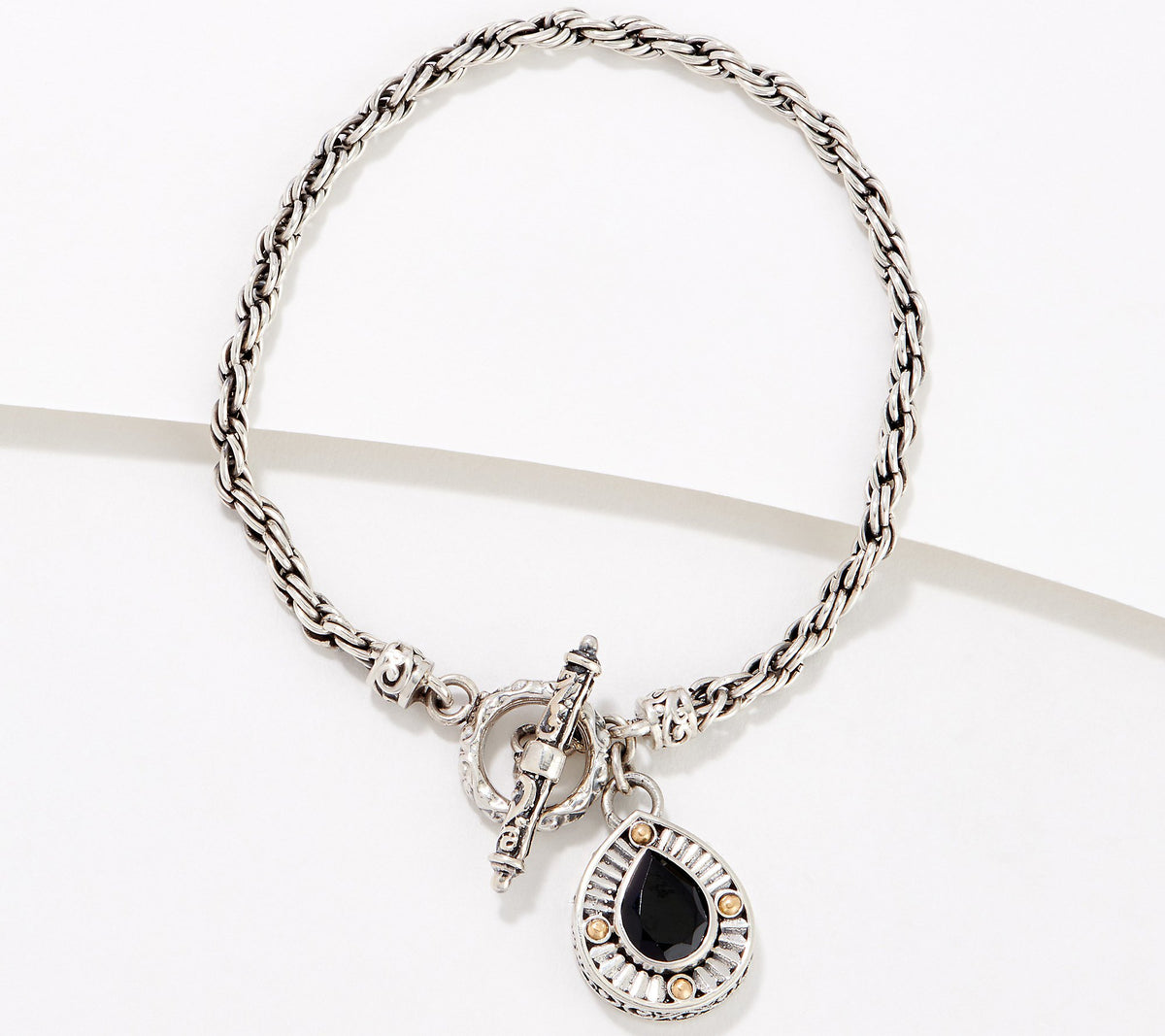 Artisan Crafted Sterl. Silver Choice of Chain Pear Dangle Bracelet, 6-3/4"