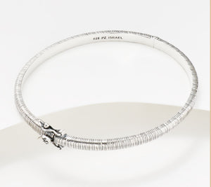 Or Paz Sterling Silver Bark Texture Signature Hinged Bangle Large