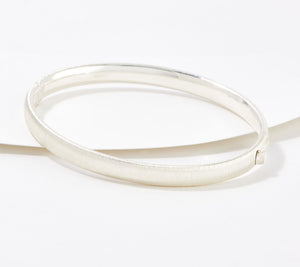 UltraFine 950 Silver Oval Tube Satin Finish Bangle Bracelet Size 6-3/4"