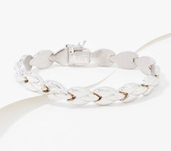 Silver Style Marquise Link Panther Sterling Silver Bracelet, Large 8"
