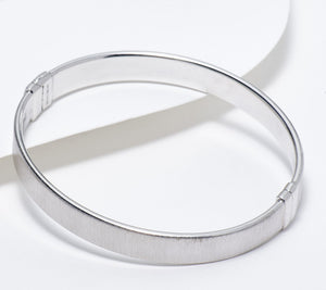 Italian Sterling Silver Satin Diamond Cut 9mm Bangle 7-1/4"
