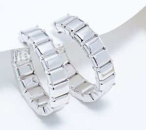 Lisa Freede x Silver Style 1" Baguette Hoop Earrings, Rhodium-Plated Sterling Silver