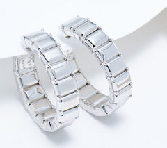 Lisa Freede x Silver Style 1" Baguette Hoop Earrings, Rhodium-Plated Sterling Silver