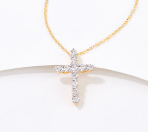 Affinity Diamonds Sterling Silver 0.25ct Cross Pendant Necklace, 18"