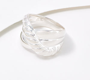 UltraFine 950 Fine Silver Torchon Bold 3-Row Band Ring Size 7