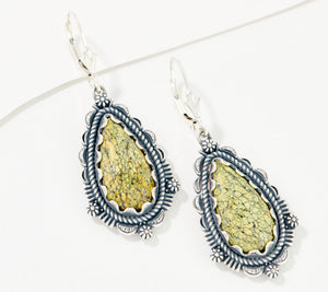 American West Sterling Silver Pear Shape Serpentine Lever Back Earrings, 1-7/8"