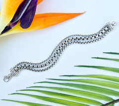 JAI Sterling Silver Triple Strand Box Chain Bracelet, 7"; Fit 6"