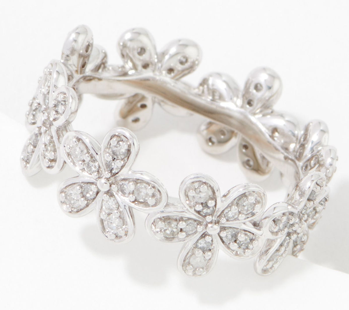Affinity Diamonds Eternity Flower Ring, Sterling, Size 6