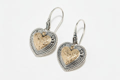 Artisan Crafted Sterling Silver & 18k Gold Accents Heart Earrings