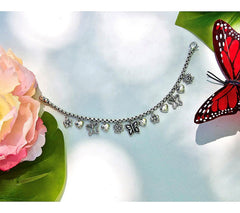 JAI Sterling Silver Butterfly Charm Bracelet, 7-1/4" (6-3/4" Fit)