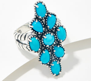 American West Sterling Silver Turquoise Cluster Ring, Size 10