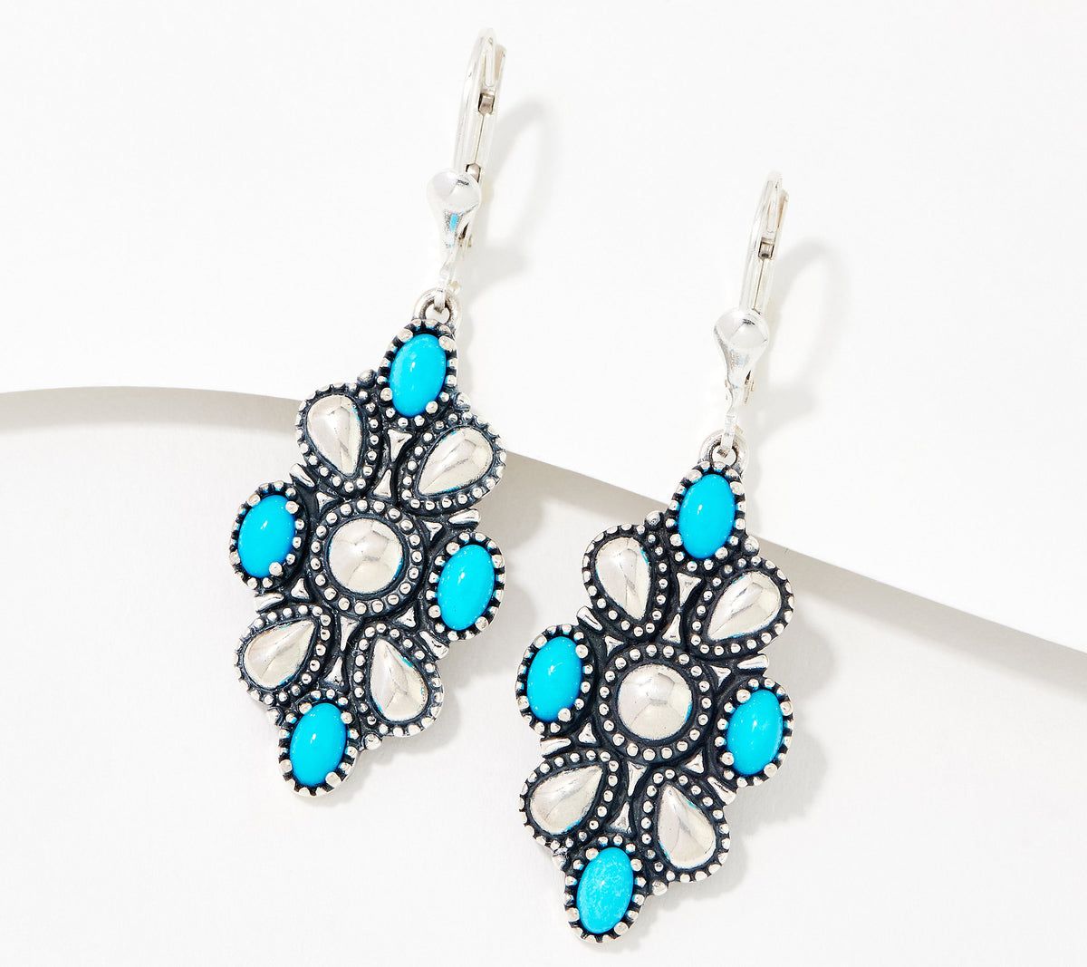 American West Sterling Silver Sleeping Beauty Lever Back Earrings