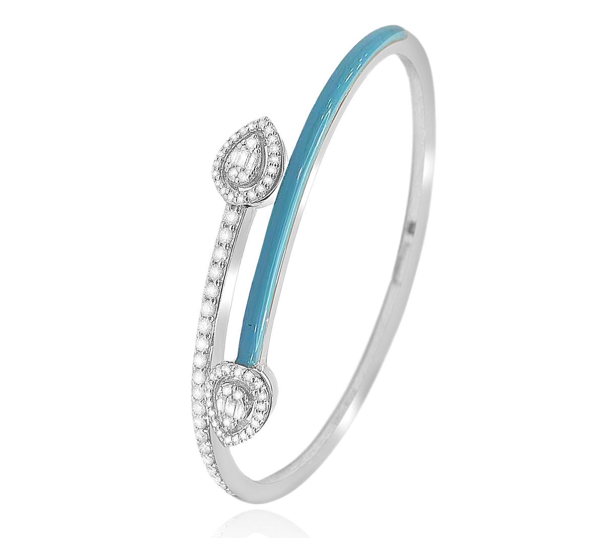 Affinity Diamonds Sterling Sivler Blue Enamel Bracelet, 0.75 cttw, 7-1/4"