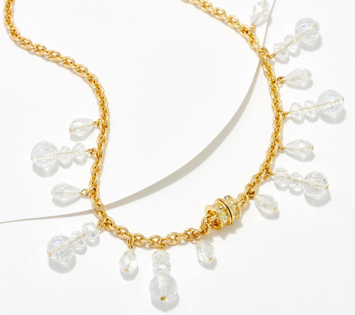 Kirks Folly Crystal Rain Magentic Goldtone Necklace