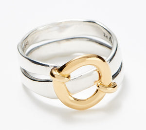 Or Paz Sterling Silver & 14K Goldclad Two-Tone Disc Ring Size 7