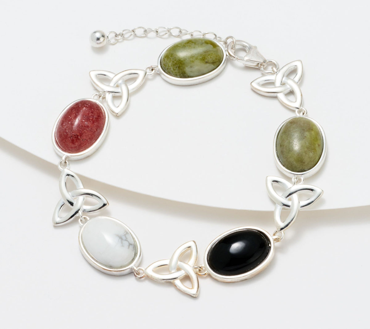 Connemara Marble Sterling Silver Colors of Ireland Adjustable Bracelet 7-1/2"