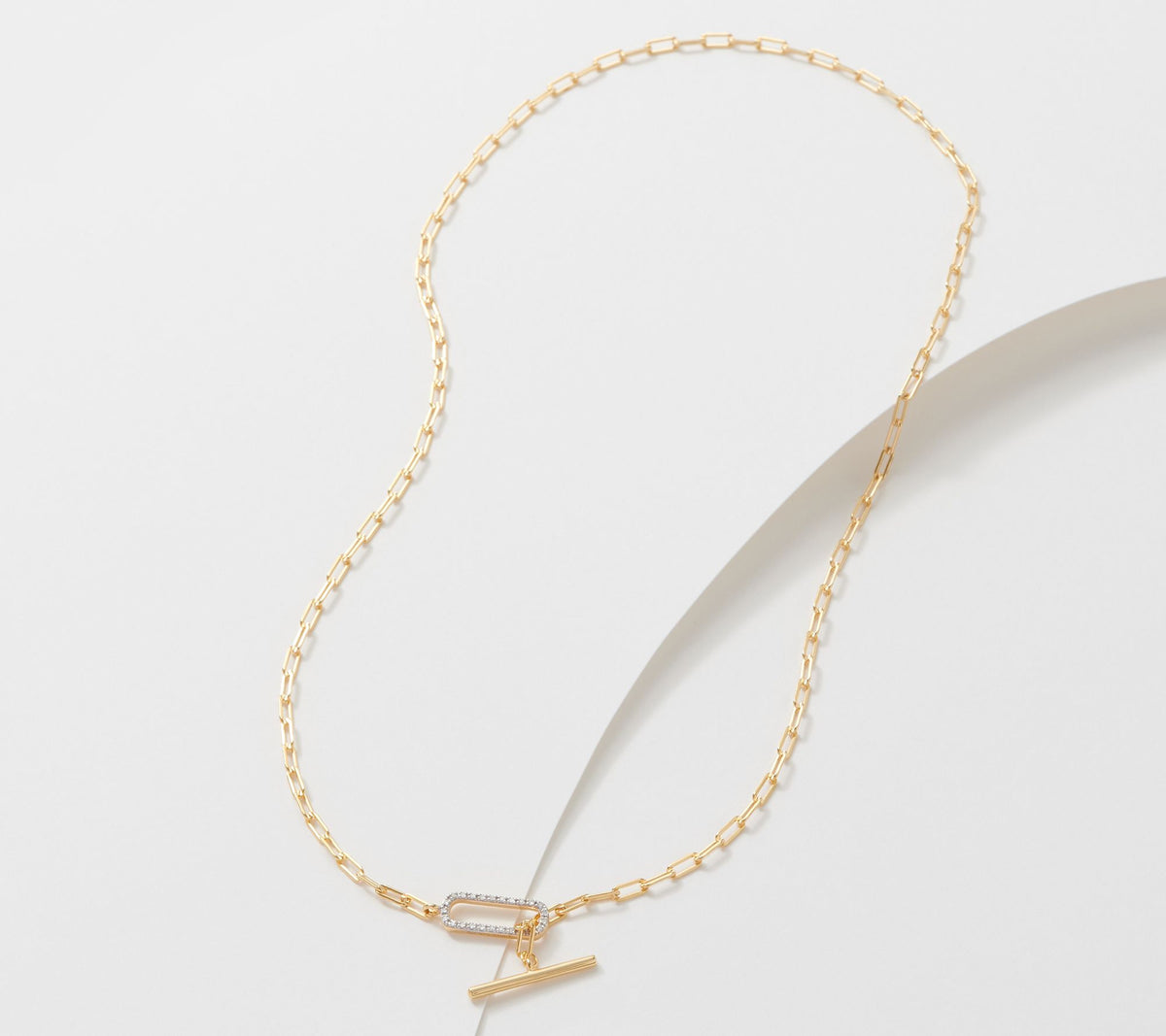 Accents by Affinity Paper Clip Necklace, GP Sterling Silver,0.10ct