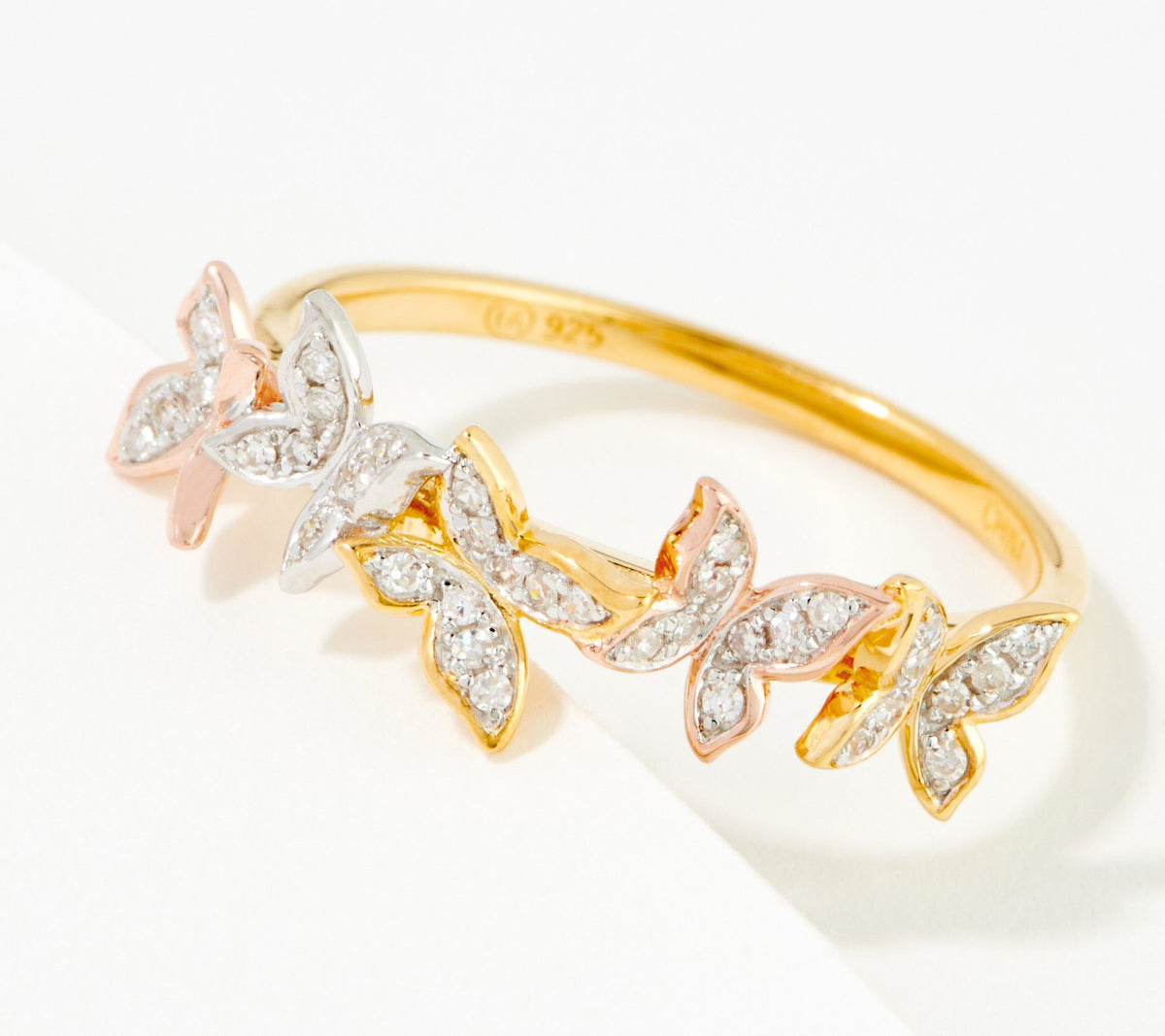 Affinity Diamonds SS Tri-Tone  Butterfly Ring Size 9