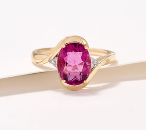 Vault Discoveries 14K Yellow Gold South American Rose Fluorite Ring, Size 7