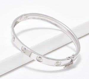 Affinity Diamonds Hinge Bangle, Sterling Silver, Average