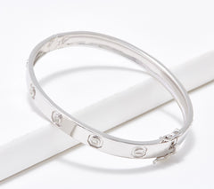 Affinity Diamonds Hinge Bangle, Sterling Silver, Average