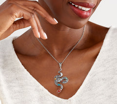 Fritz Casuse Sterling Silver Etched Gemstone Snake Enhancer