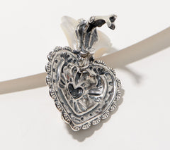 American West Sterling Silver Carved Mother of Pearl Heart Enhancer 1-3/4"