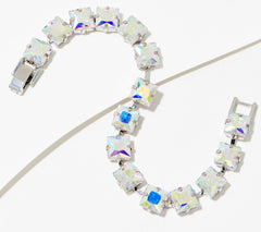 Kirks Folly Silvertone Aurora Borealis Square Riviere Bracelet, 7-1/4"