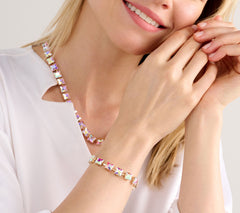 Kirks Folly Silvertone Aurora Borealis Square Riviere Bracelet, 7-1/4"