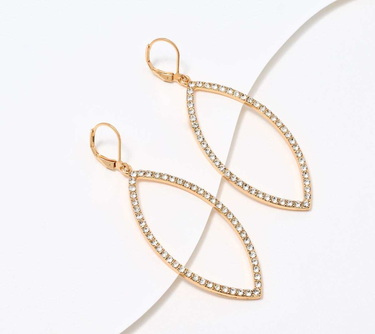 Joan Rivers Goldtone Pave Open Marquise Drop Earrings 2"