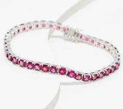 Affinity Gems Cushion Cut Rhodolite Gemstone Tennis Bracelet, Sterling Silver 8"