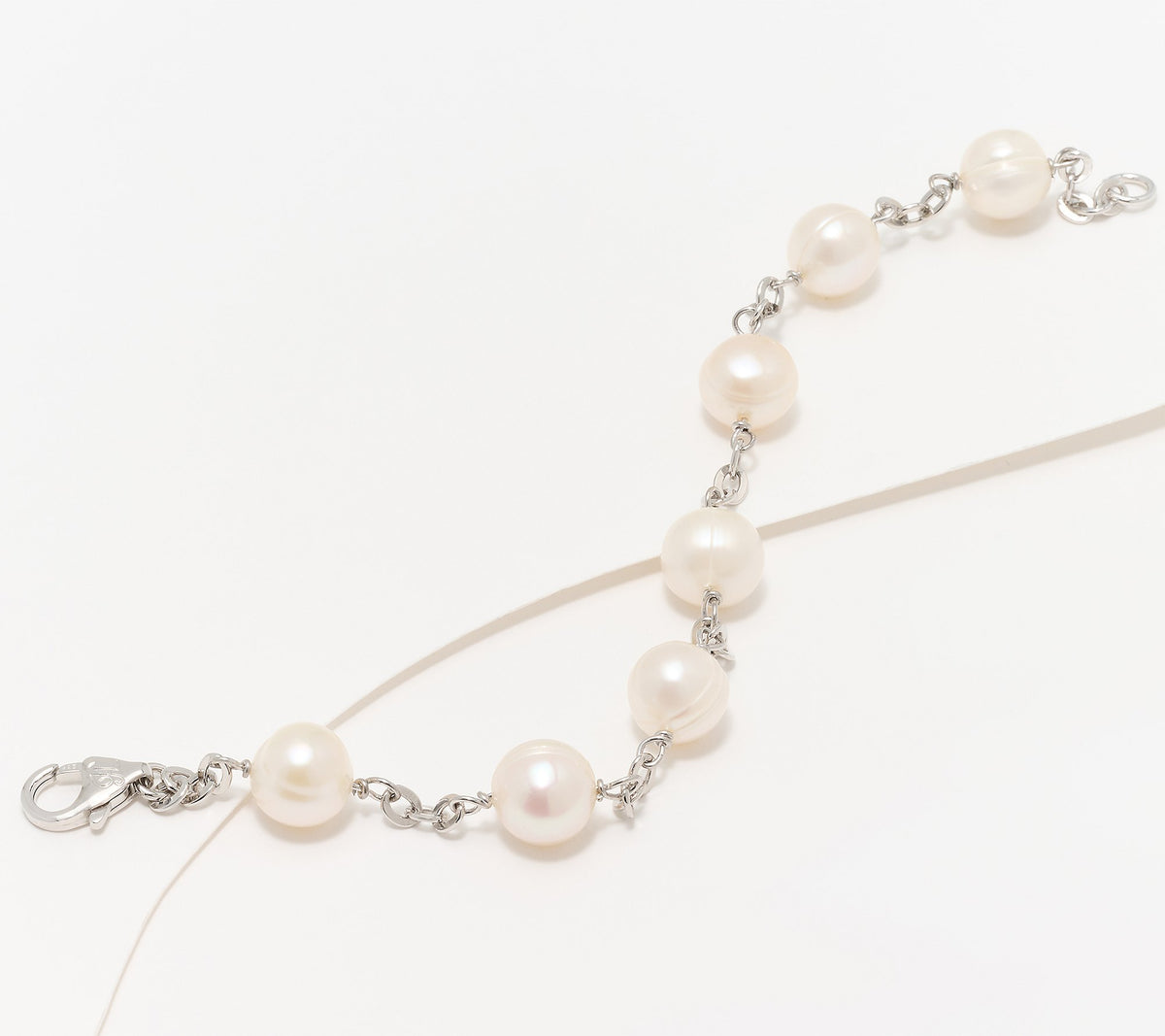 Honora White Cultured Pearl Forzatina Station Sterling Silver Bracelet Avg