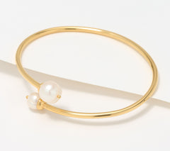 Honora Sterling Silver Goldclad Cultured Pearl Contrarie Wrap Bangle, 7-1/4"
