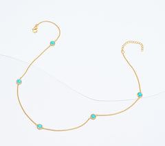 Affinity 5-Stone Capri Cut Bezel Turquoise Station Necklace, Sterling