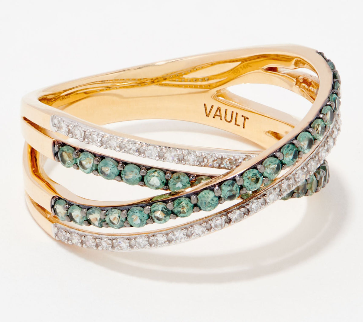 Vault Discoveries 14K Yellow Gold Alexandrite Crossover Ring, Size 8