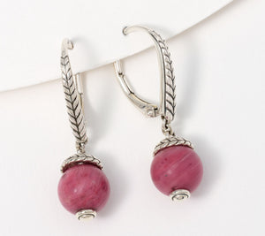 JAI Sterling Silver Gemstone Bead Lever Back Earrings