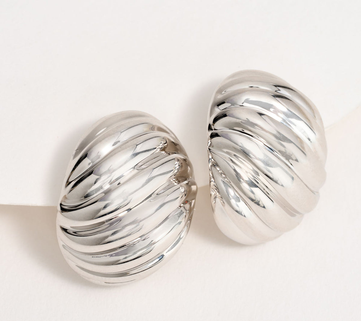 BellaOro Ribbed Croissant Stud Earrings, 14K Gold Over Resin