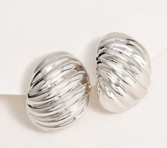BellaOro Ribbed Croissant Stud Earrings, 14K Gold Over Resin