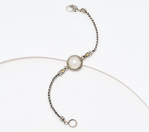 Artisan Crafted Sterling Silver & 18K  White Cultured Mabe Pearl Bracelet, 7-1/4"