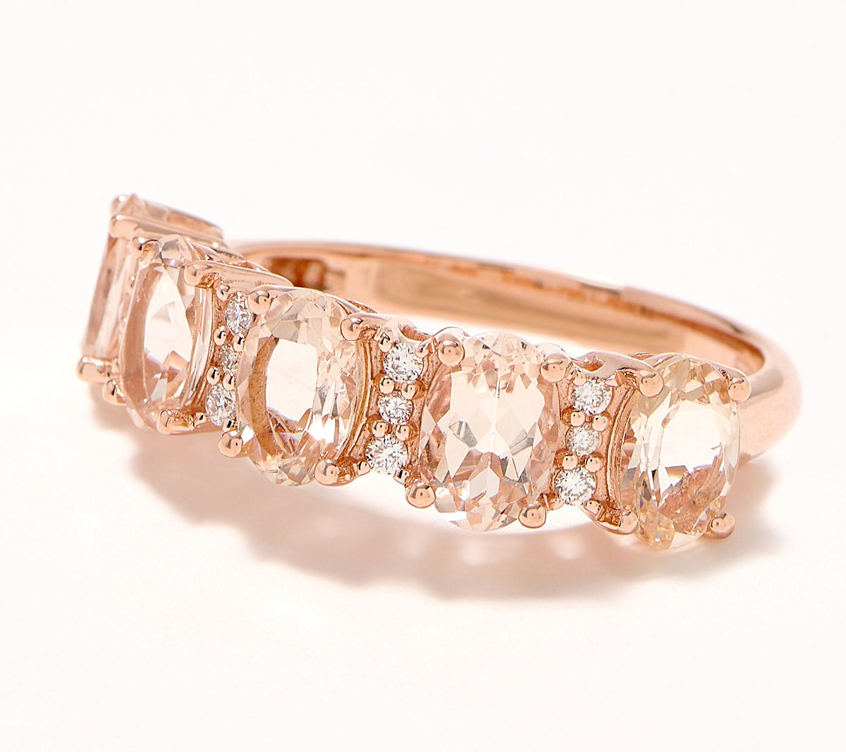 Effy 14K Rose Gold Oval Cut Morganite & Diamond Ring, Size 6