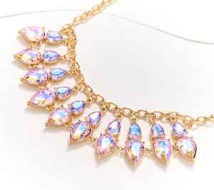 Kirks Folly Goldtone Fantastic Fascination Crystal Bib Necklace 18"
