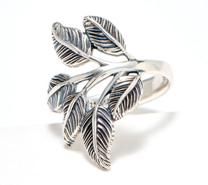 Or Paz Sterling Silver Leaf Ring, Size 8
