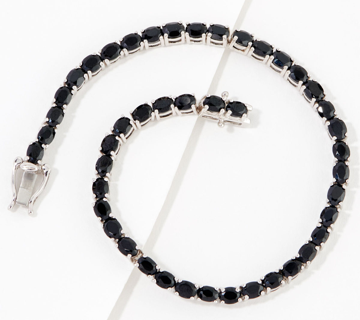 Affinity Gems Sterling Silver Oval Cut Black Spinel Tennis Bracelet, 6-3/4"