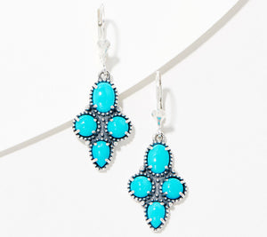 American West Sterling Silver Sleeping Beauty Lever Earrings, 1-1/2"