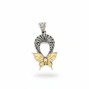 Artisan Crafted Sterling Silver & 18K Butterfly Pendant