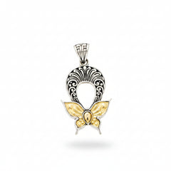 Artisan Crafted Sterling Silver & 18K Butterfly Pendant