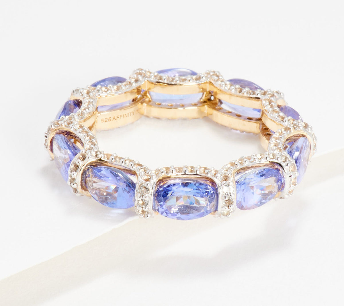 Affinity Sterling Silver Goldclad Oval Tanzanite & White Topaz Band Ring, Size 7