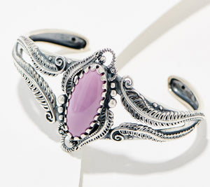 American West Leaf & Scroll Phosphosiderite Cuff, Sterling Silver, Avg