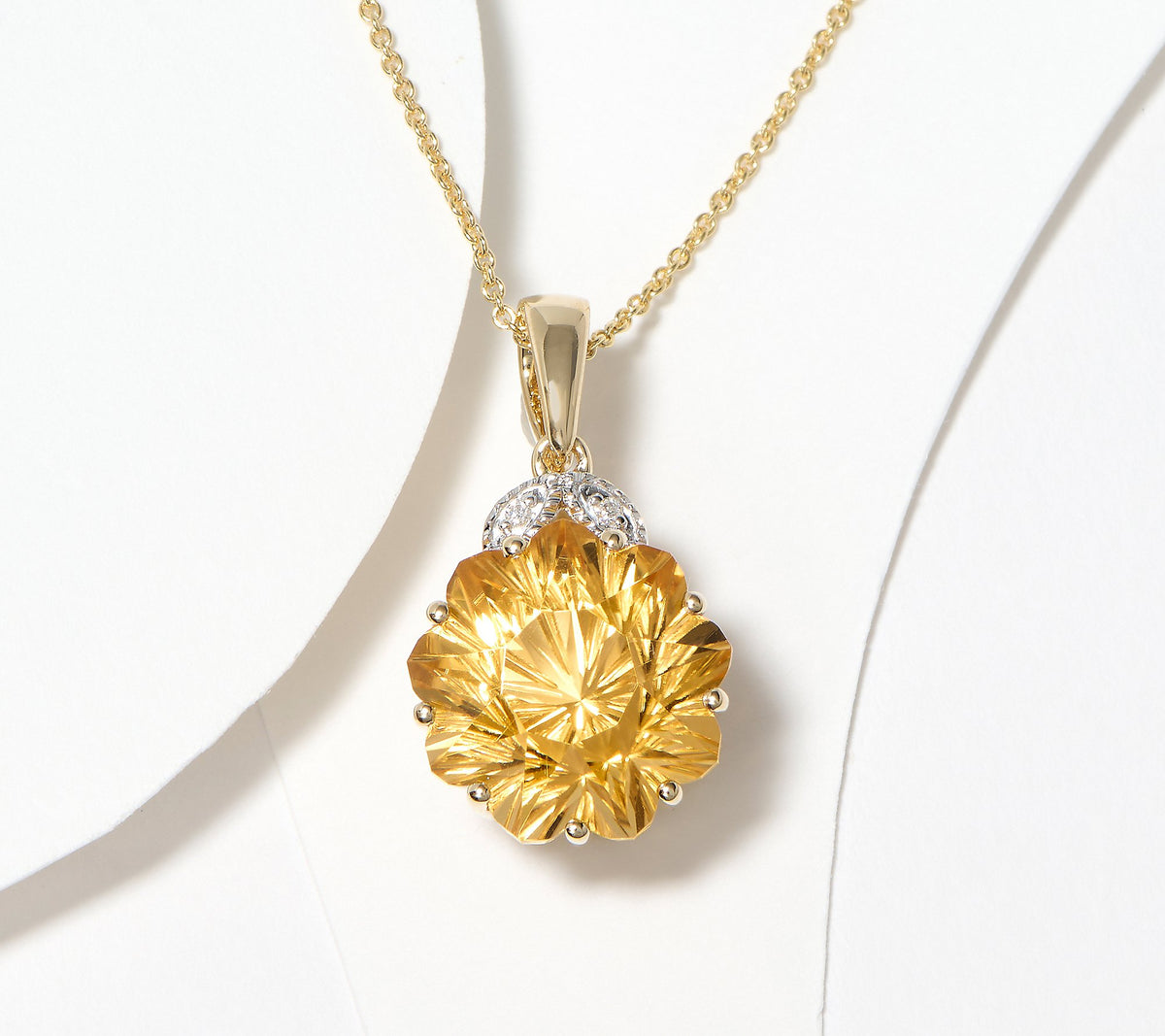Glenn Lehrer Nine Point Citrine & Diamond Necklace, 14K/YG